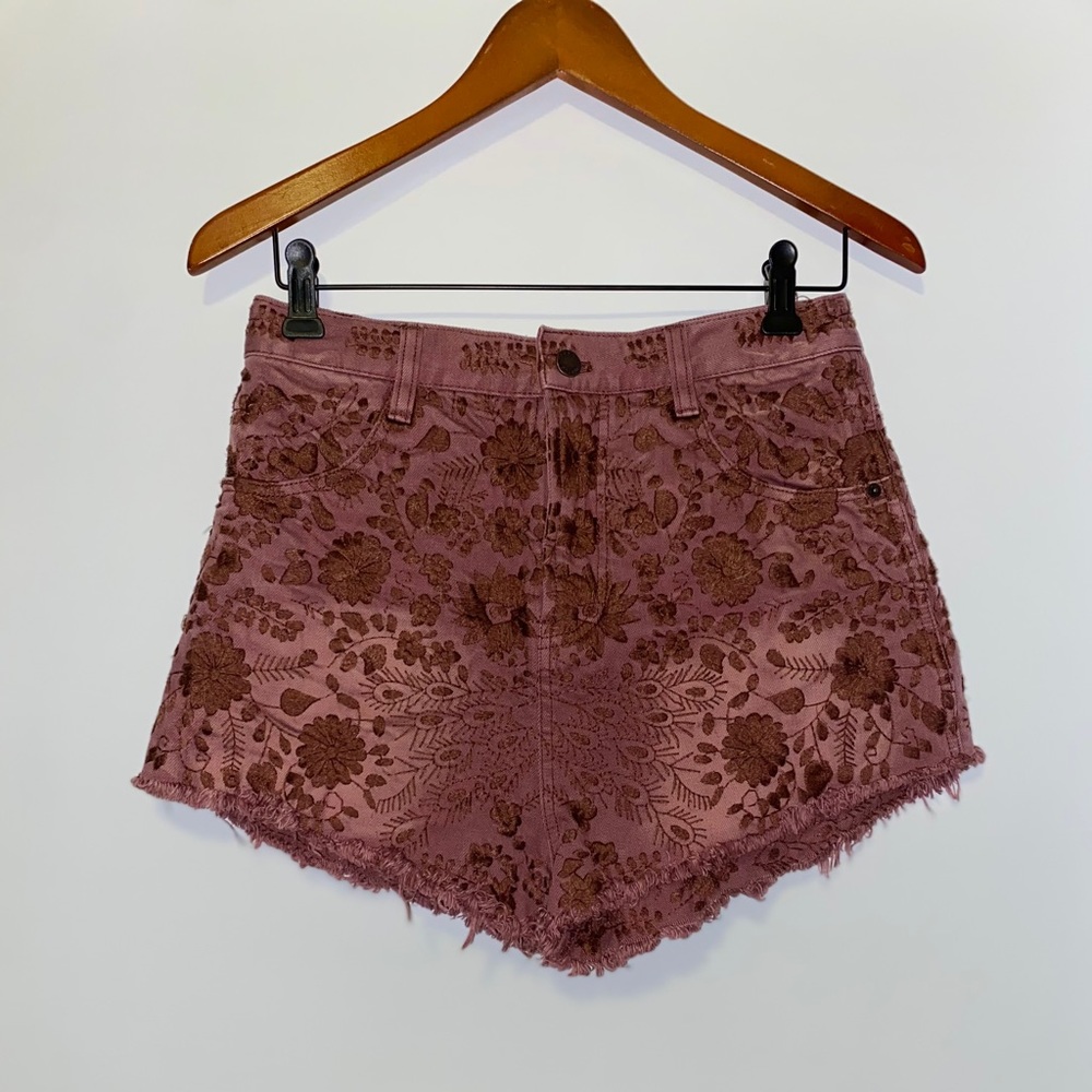 Free people high waisted denim flower short